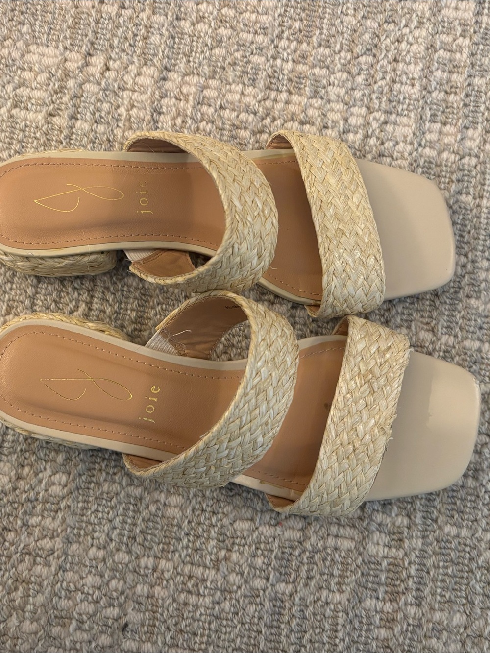 Joie Beige Braided Double-Strap Slide Sandals